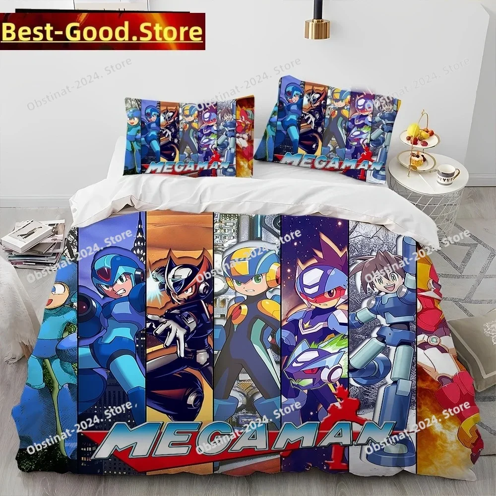 3D Rockman Megaman Game Bedding Set Duvet Cover Full Queen King Size Pillowcase Bed Print Bed Set Aldult Kid Bedroom Single Twin
