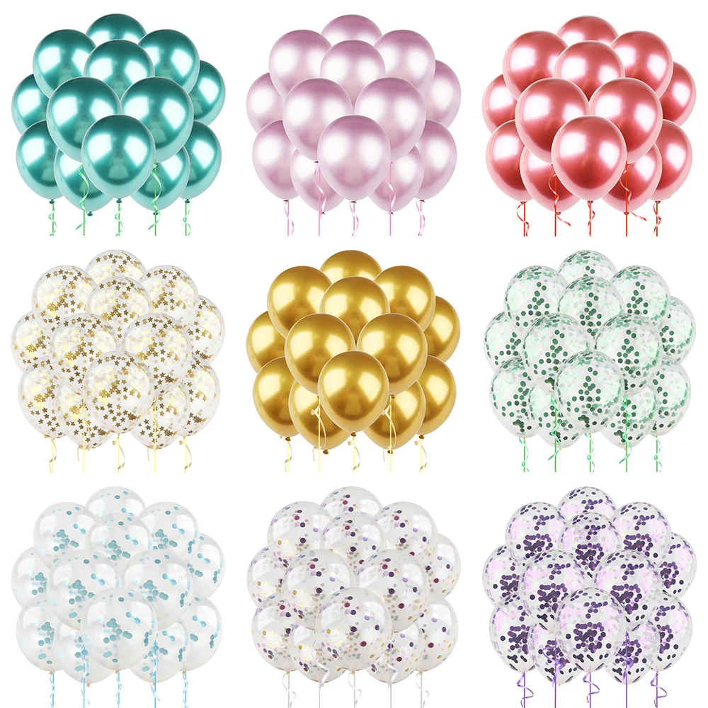 20 قطعة 12 بوصة النثار بالونات معدنية معدنية الذهب الأزرق الوردي اللاتكس بالون الزفاف حفلة عيد ميلاد الديكور استحمام الطفل Globos #2