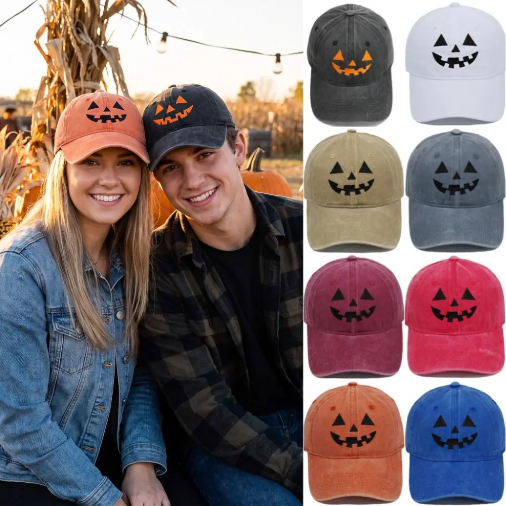 Funny Breathable Halloween Baseball Cap UV Protection Embroidery Embroidered Pumpkin Hat Lightweight Cotton Sunshade Cap Party