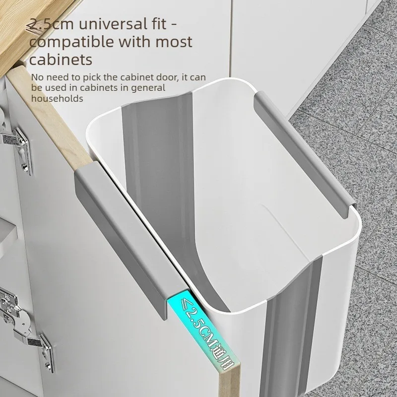 1PC Foldable Wall Mounted Kitchen Trash Bin No Bending Large Hanging Waste Container Easy Clean Desktop Garbage Bucket for Home