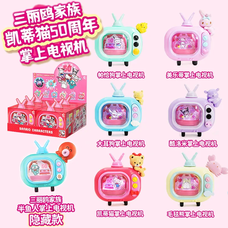 

Sanrio Characters 50th Anniversary Palm TV Shape Blind Box Cinnamoroll My Melody Collectible anime action Figure Desktop decor