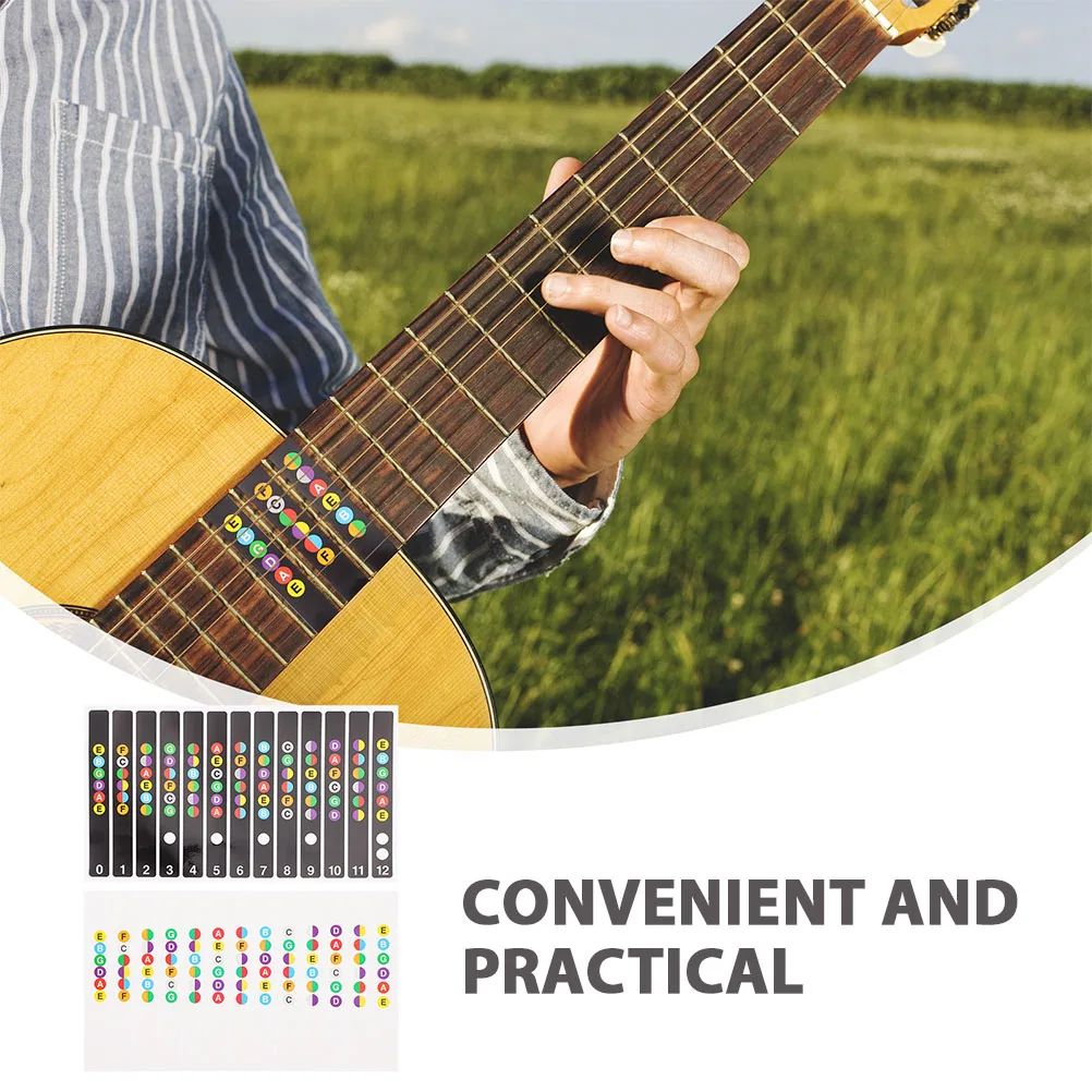 

8pcs PVC Stickers Guitar Guitar Trainer Notes Same Size Notes Easy Remove Accessories Scale Trainers Musical Instruments
