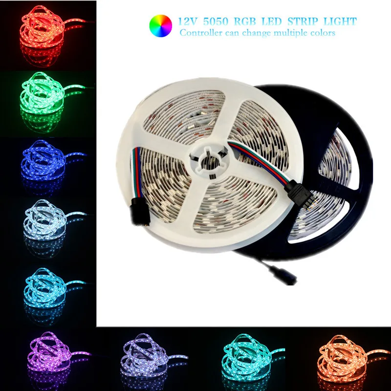 Tira de luces LED Flexible, cinta de luces RGB 5050, CCT, RGBCCT, RGBW, 12V, 24V, resistente al agua, 5M, 300LED, azul, blanco cálido