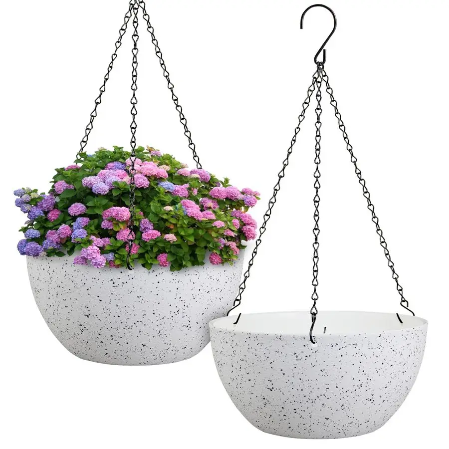 

12-дюймовые большие подвесные кашпо для комнатных и уличных растений, 2 штуки, с дренажными отверстиями и цепью для сада