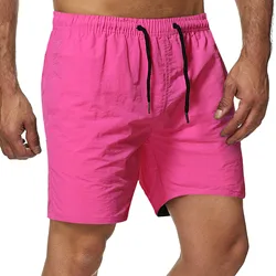 Letnie szorty plażowe męskie kąpielówki krótkie spodnie męskie sportowe stroje kąpielowe Hot-pink Solid sportowe spodenki typu Masculino