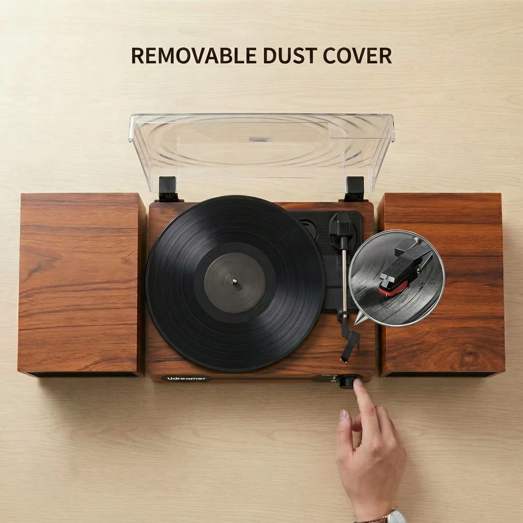 Aesthetic Living Room Decor 3-Speed for Gift Wireless with Separate Speakers Vinyl Record Player