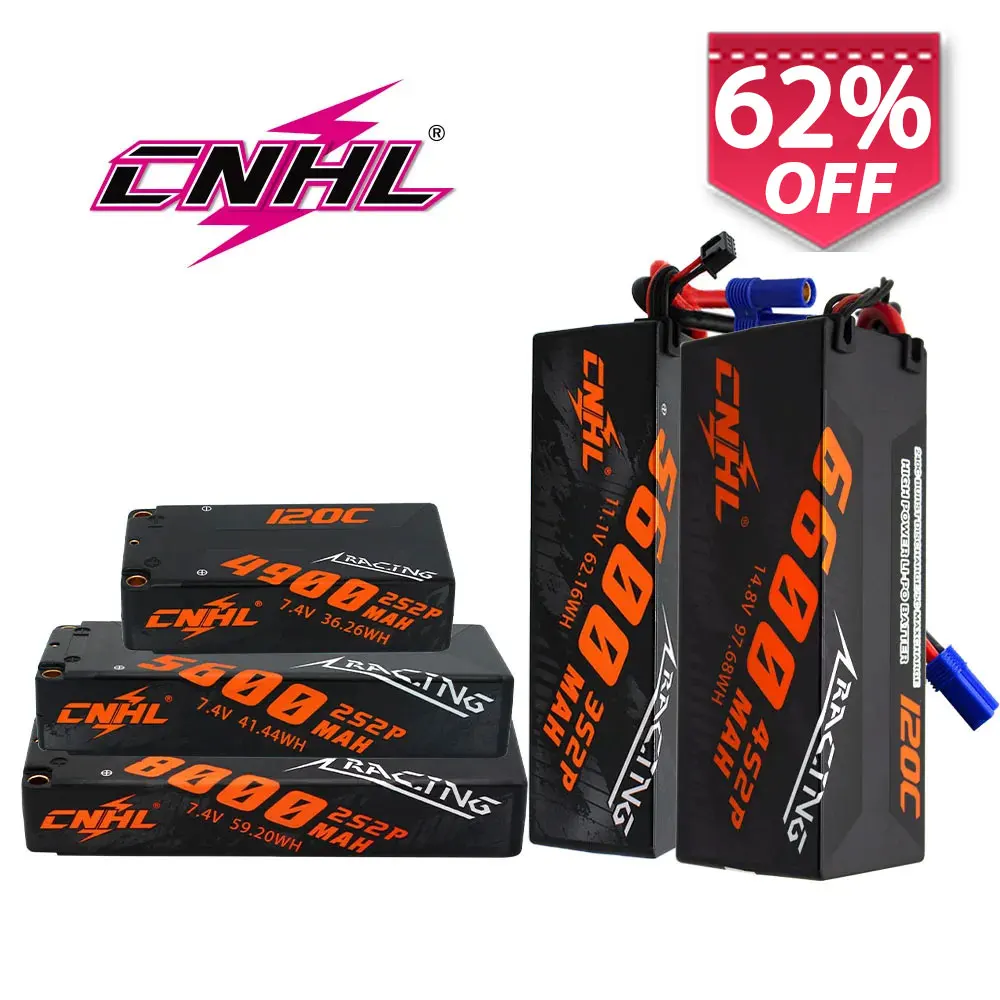 2pcs CNHL 2S 7.4V 5600mAh 6600mAh 8000mAh Lipo Battery 120C Hard Case With T EC5 Plug For RC Car Tank Boat Vehicle Truck Buggy