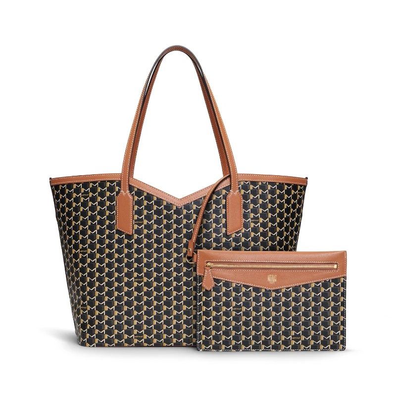 Luxury Brand Tote Bag Woman Classic Monogram Print Coated Canvas Handbag Large Capacity Shoulder Bag With Removable Zipped Pouch image 3