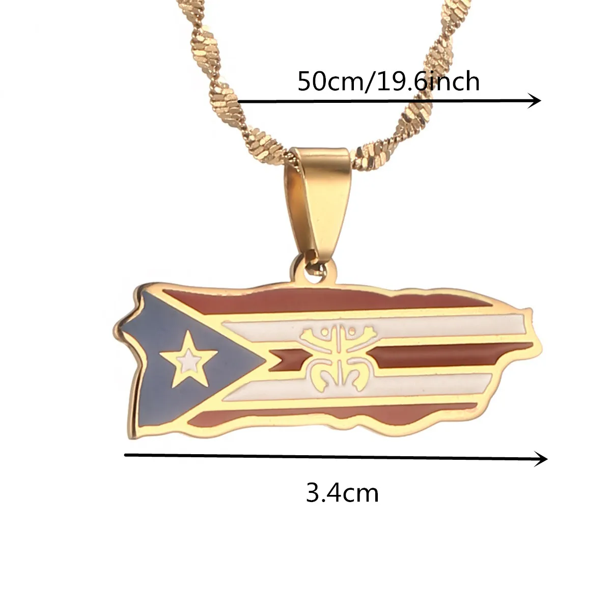 Puerto Rico Map Frog Colored Flag Pendant Necklaces Gold Color PR Puerto Ricans Jewelry