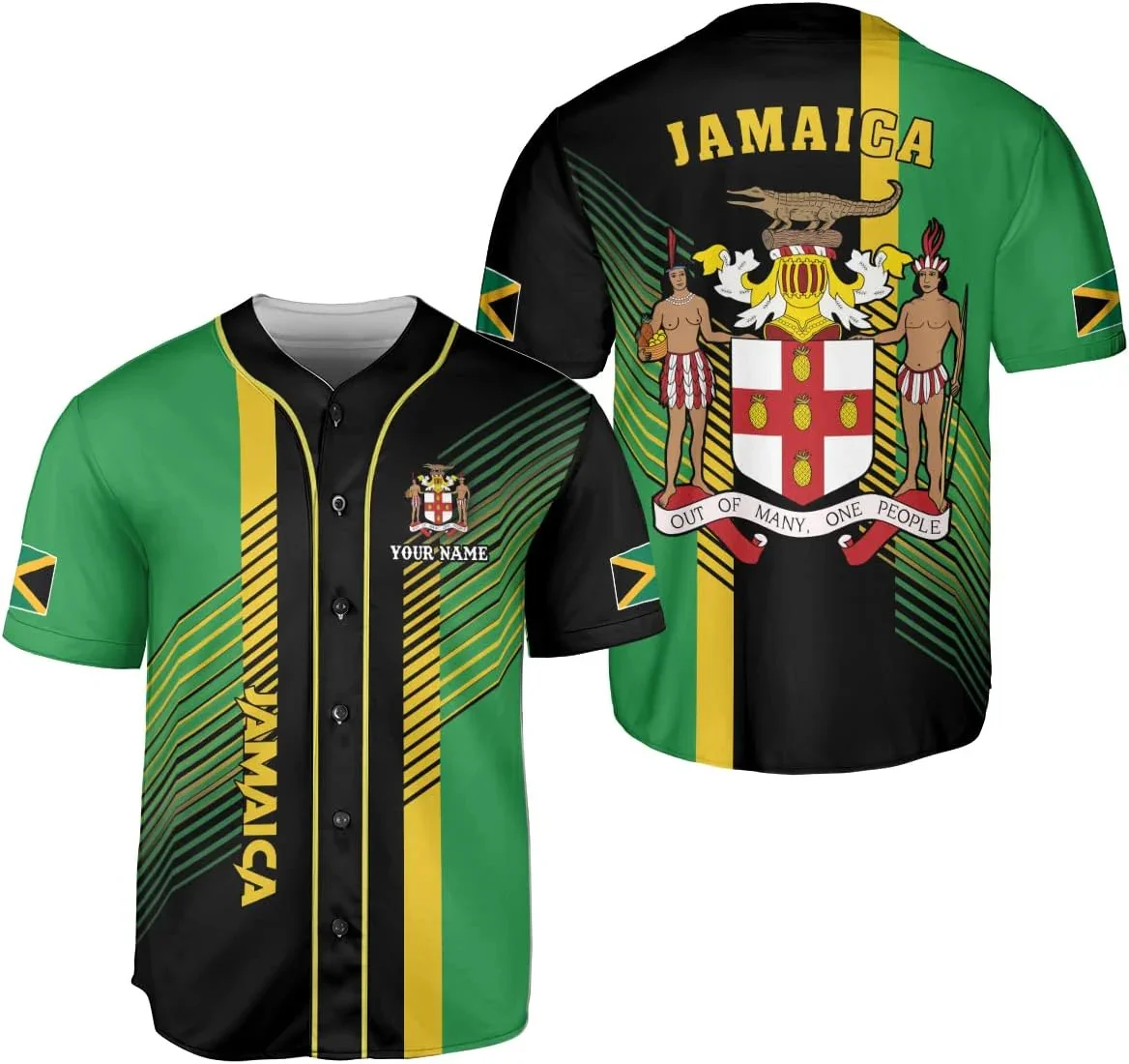 Personalized Name Jamaica Design Patterns 3D Printed Fashion Men's Baseball Shirt Summer Street Unisex Baseball Jersey KZ33