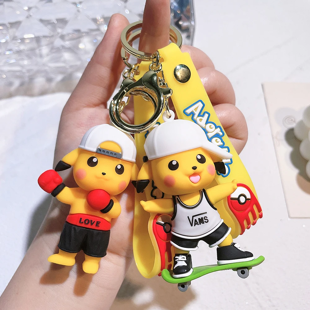 LLavero de Pokémon para niños, colgante de coche, bolsa de muñeca, Pikachu, regalo de cumpleaños, juguetes, encanto, calabaza a granel