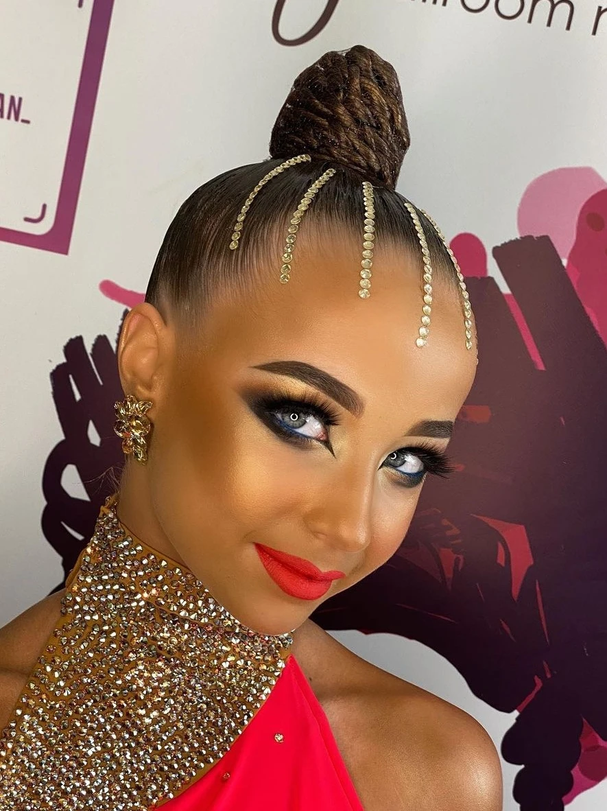 Professional Latin Dance Hair Accessories Resin Hairpin Self-Adhesive Glitter Diamond Standard Ballroom Dance Competition