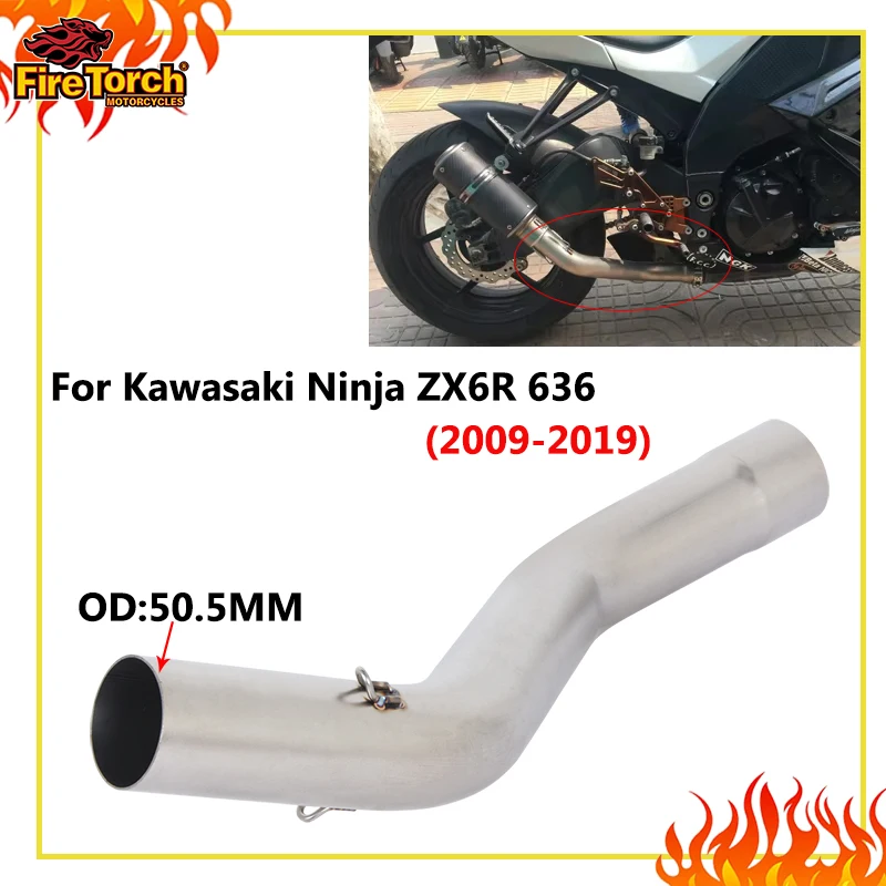 Slip-On-Auspuffanlage für Kawasaki ZX6R ZX-6R Ninja 636 2009 - 2019 Motorrad-Auspuffsysteme Stahl-Verbindungsrohr 51mm Schalldämpfer