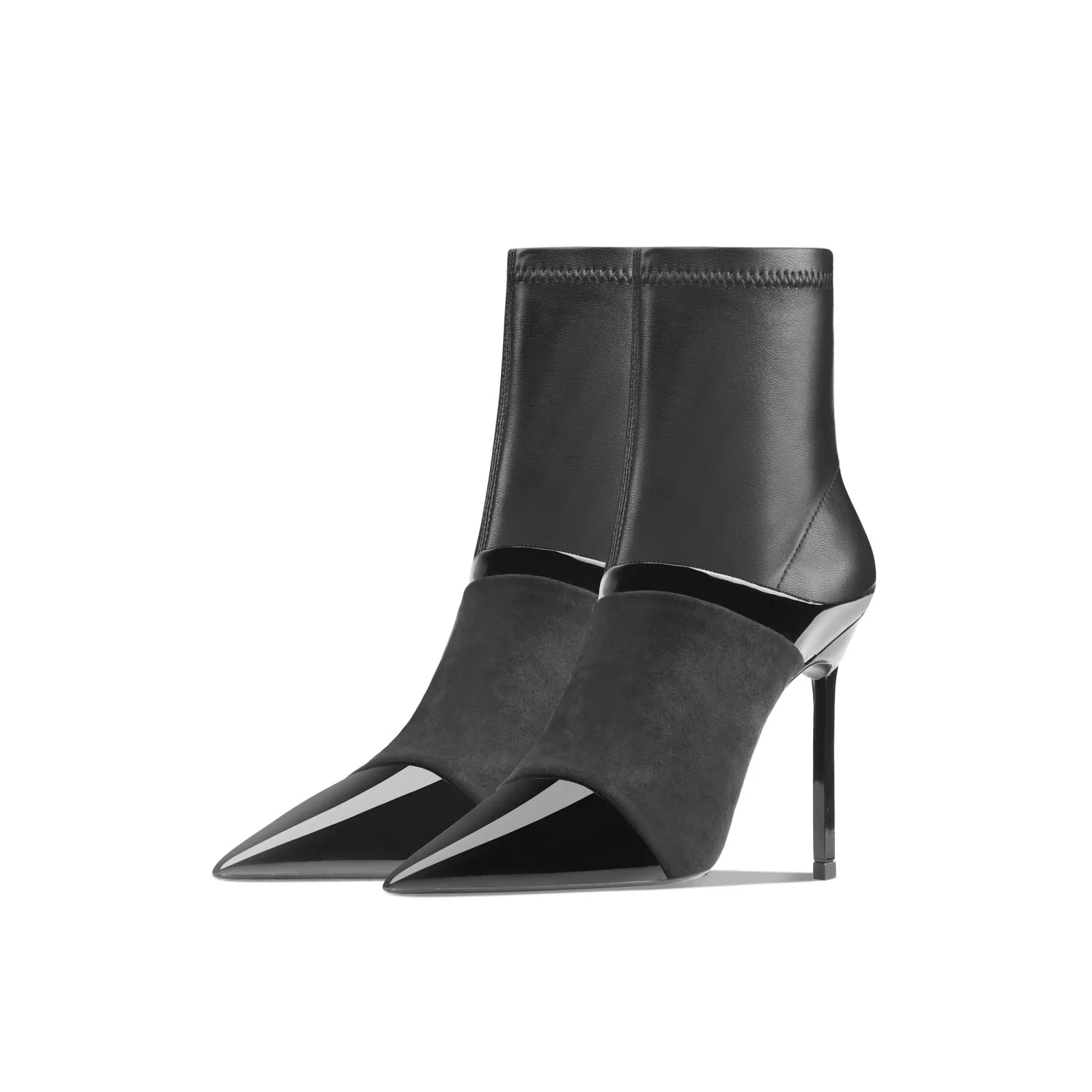 2025 Autumn and Winter New High-heeled Women's Boots, Pointed Thin Root Splicing Trendy Fashion Boots Fashion Women's Shoes
