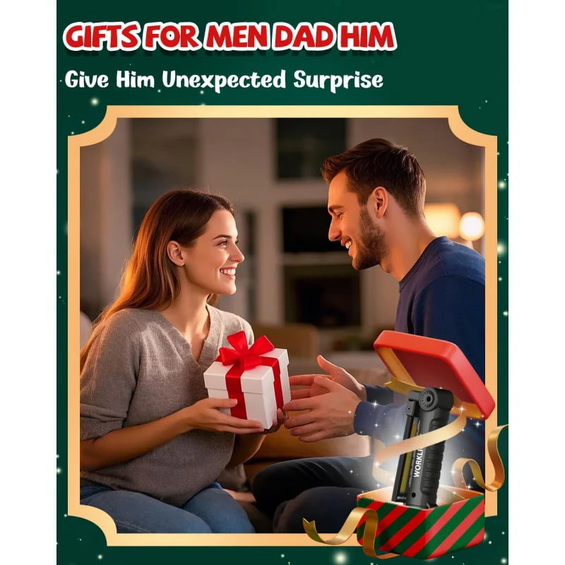 Rechargeable LED Work Light Grill Light for Men, 5 Modes & 360° Rotate with Magnetic Base,Work Tool Gifts for Him