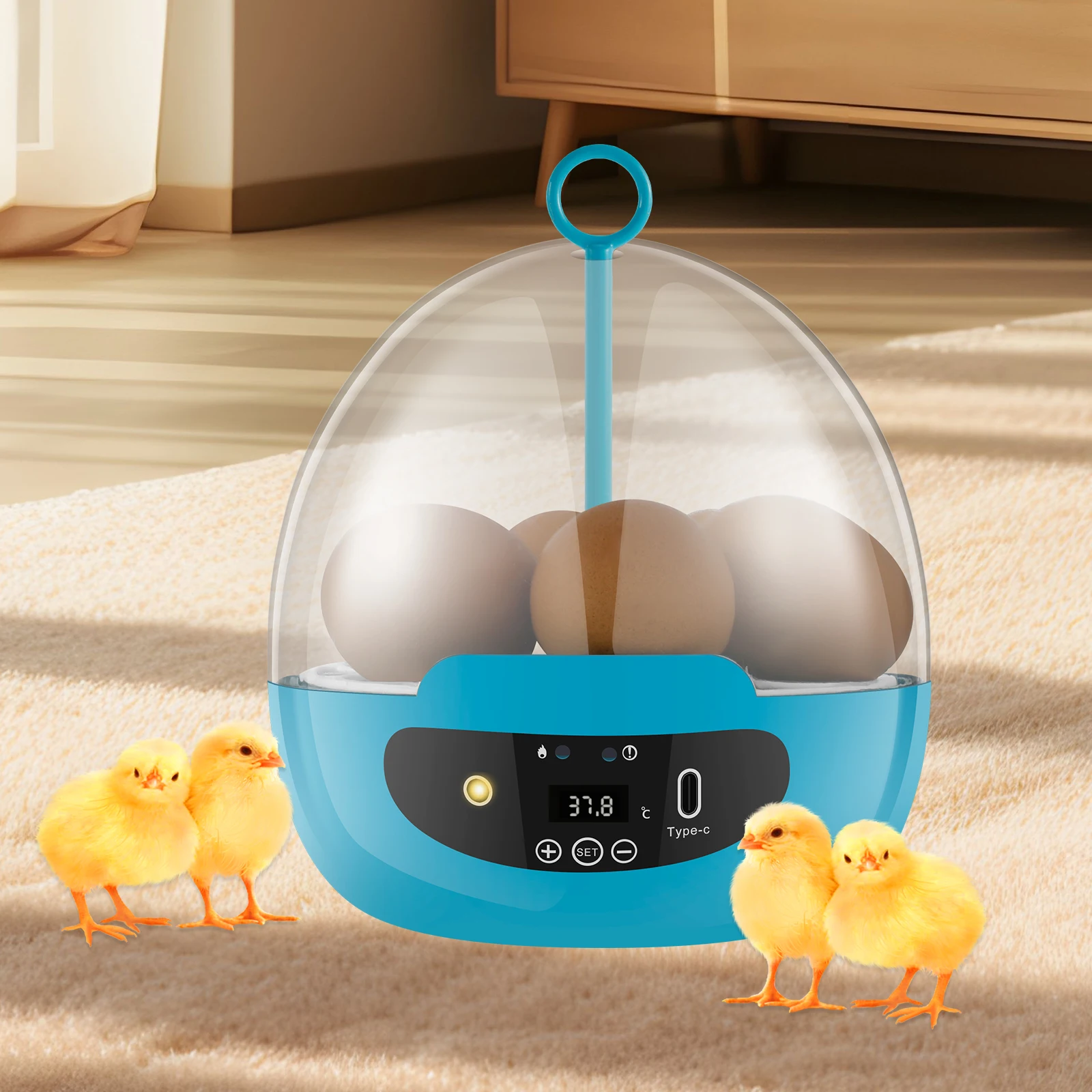 Egg Incubator Smart Egg Incubator for Hatching 6 Eggs Chicken Incubator with 360° Auto Egg Turning and Temperature Control