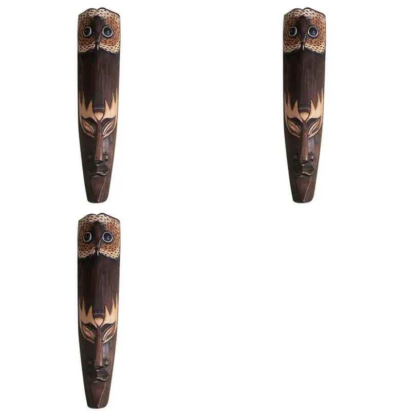 SHGO-3X Solid Wood Mask For Wall Decoration African Facebook Bar Ktv Restaurant Wall Hanging Thai Woodcut Decoration A