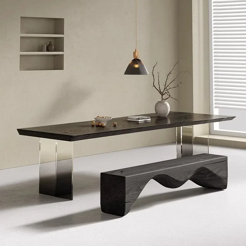 Solid wood desk home living room suspension modern simple rectangular tea table negotiation computer conference table