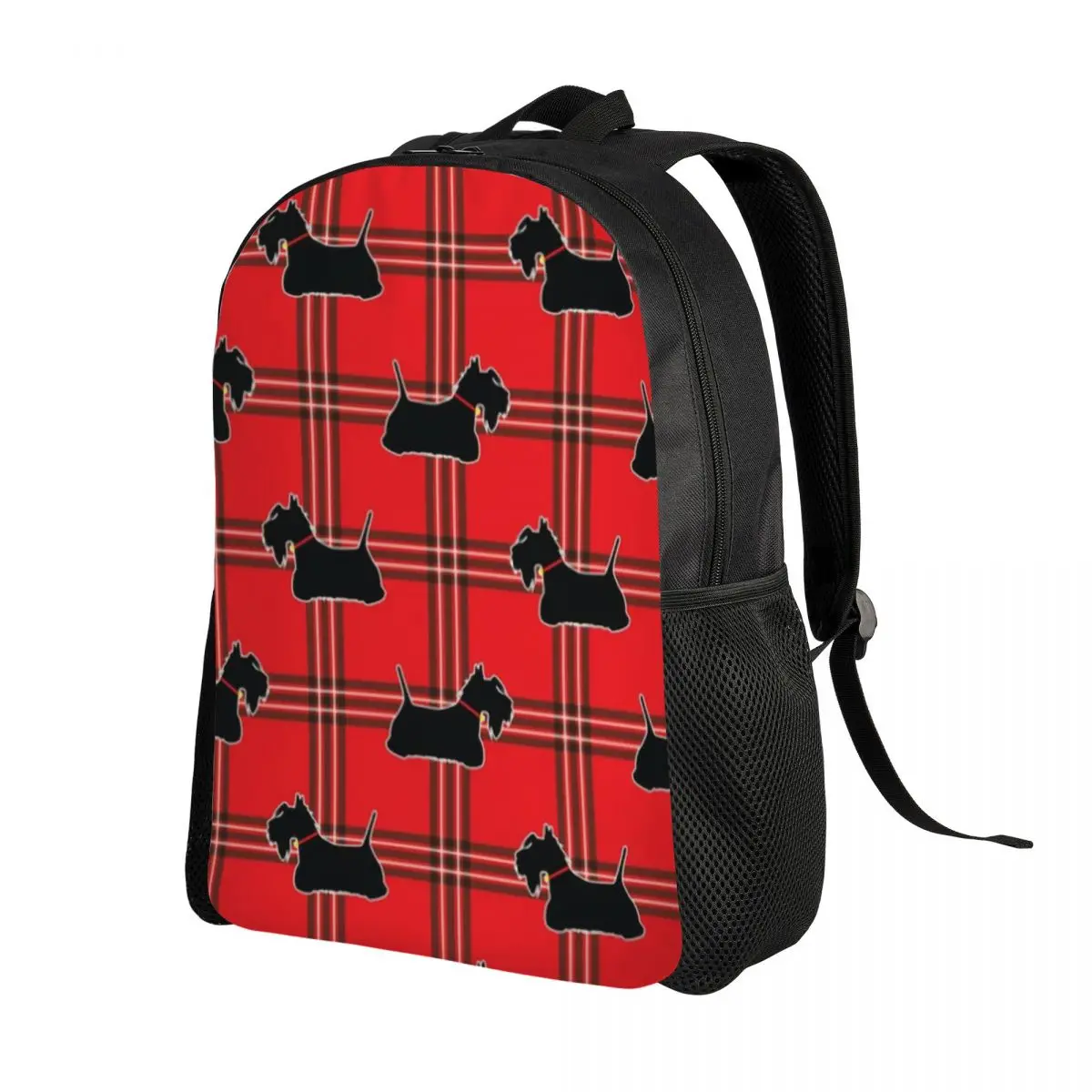 

Scottie Dogs Laptop Backpack Women Men Basic Bookbag for College School Student Scottish Terrier Tartan Plaid Pattern Bag