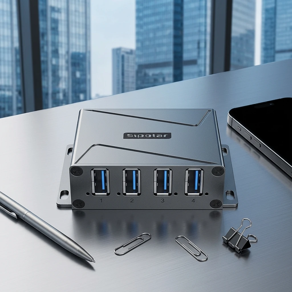 

USB 3.0 Hub 4 Ports, High-Speed 5Gbps, Rugged Aluminum Body, Dual Power Support, Multi-System Compatible