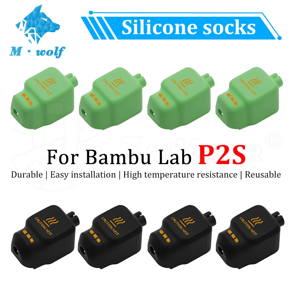 

For Bambu Lab P2S Hotend Silicone Socks Black and Green Exclusive custom color Resistant to high temperatures 3D Printer parts