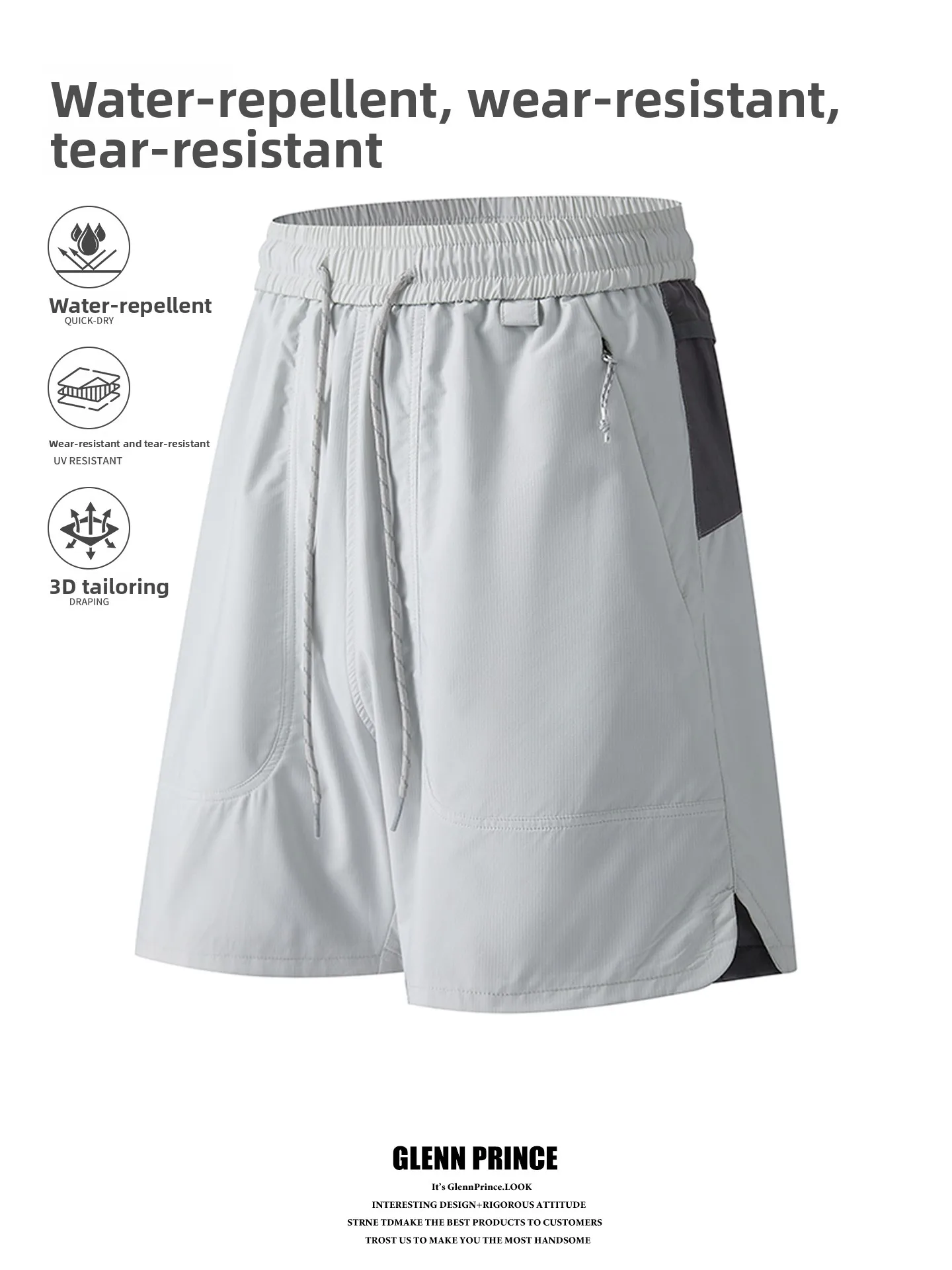 Outdoor Sport Shorts Men's Summer Casual Elastic Wear-Resistant Five-Point Pants GPstudio New Style Waterproof Color Collision