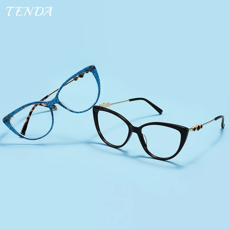 Colorful Men and Women Acetate Cat Eye Full Rim Glasses Frames For Prescription Lens