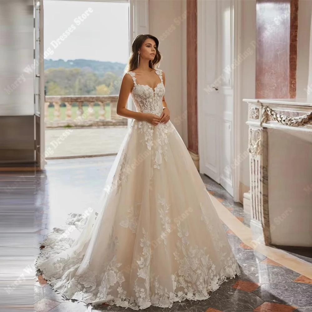 

2026 Elegant Tulle Women Wedding Dresses Sweetheart Collar A-Line Sleeveless Bride Gown Mopping Length Robe De Mariée Customized