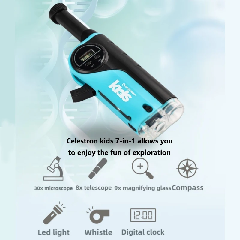 

Celestron 7-in-1 Zoom Telescope Microscope with LED Light Digital Compass Multi-Function Outdoor Scientific Exploration Tool Kit