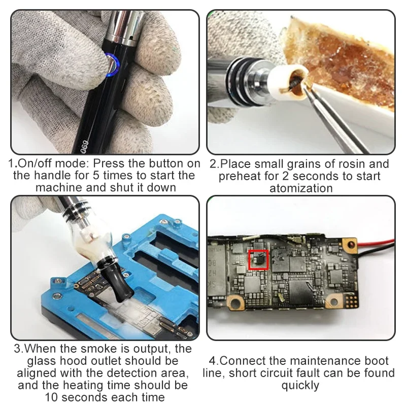 Soldering Tools Kit Rosin Spray Pen and Short Circuit Detector for Motherboard Repair, Rosin Adapter, Flux Pen