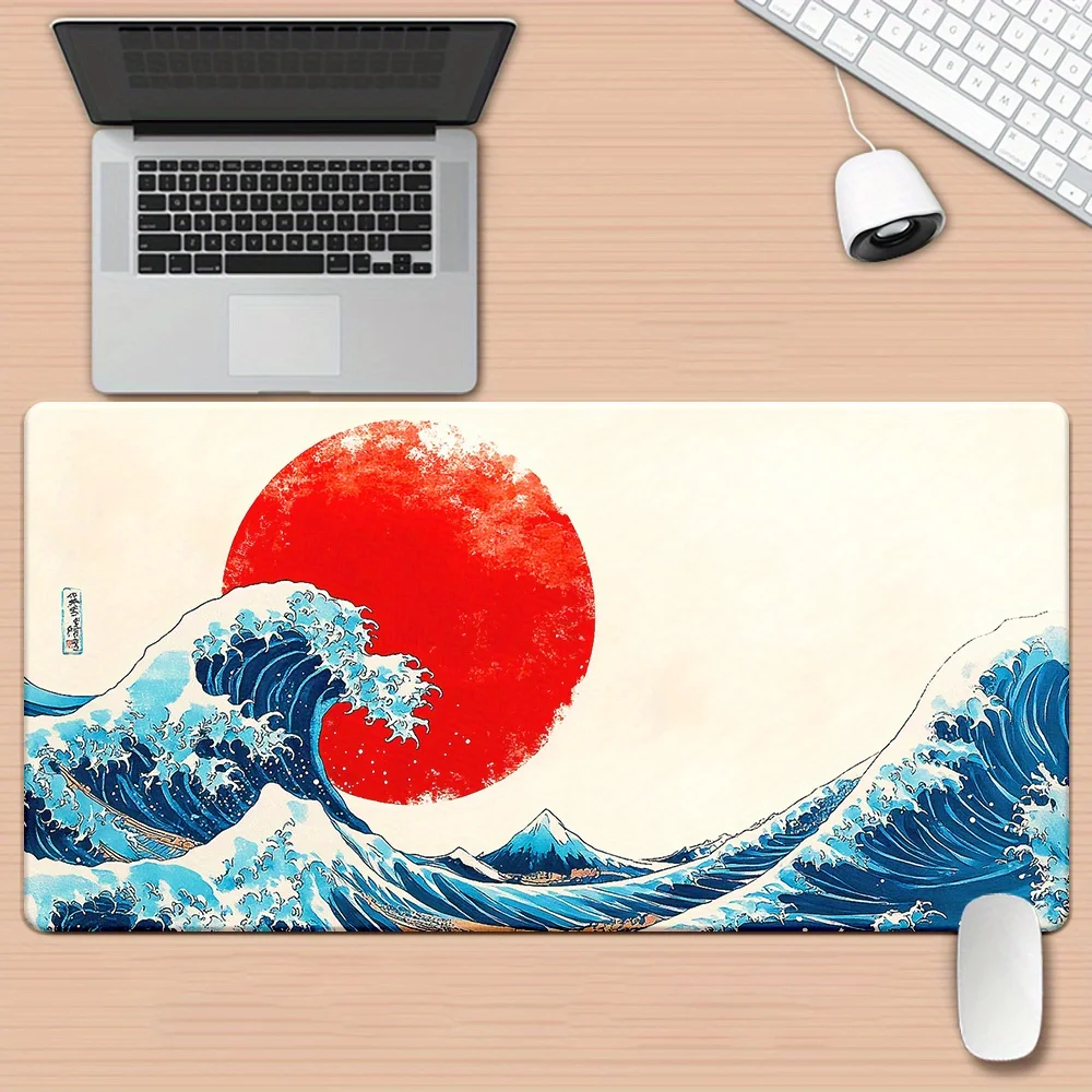 

Коврик для мыши Great Wave Red Sun в японском стиле, увеличенный игровой коврик для стола, XXL, резиновый, для офиса и компьютера