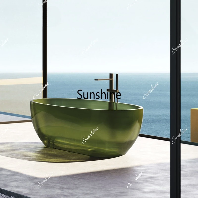 Brown artificial stone transparent resin bathtub