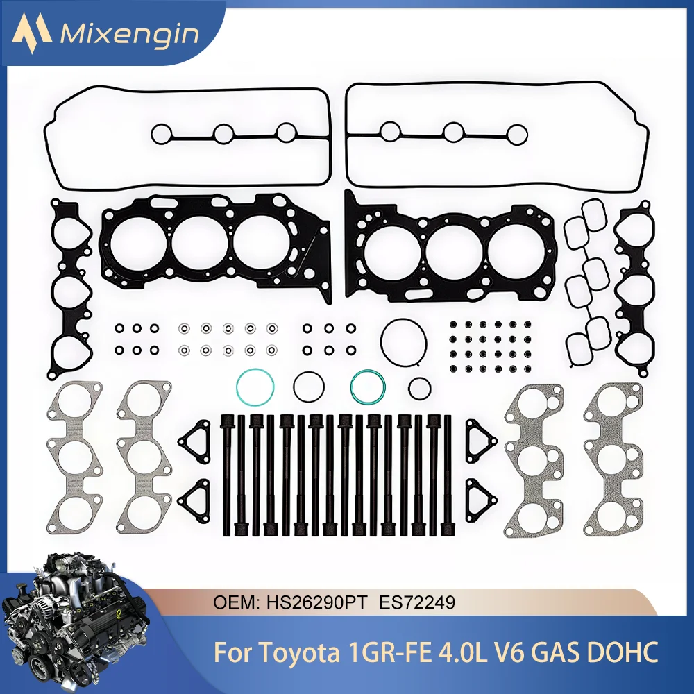 

Engine Gasket bolt Kit Fit 1GR-FE 4.0 V6 GAS DOHC Toyota 4Runner FJ Cruiser Fortuner Hilux Land Cruiser Tacoma HS26290PT ES72249