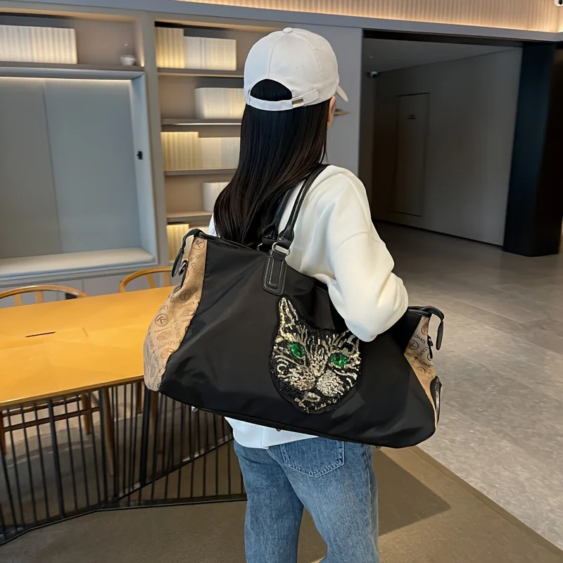 1pcs Fabric Bear Duffel Side Wet Pocket Separate Toiletries Fit Swimming Spa Venues Washable Long-lasting Casual Carry Bag