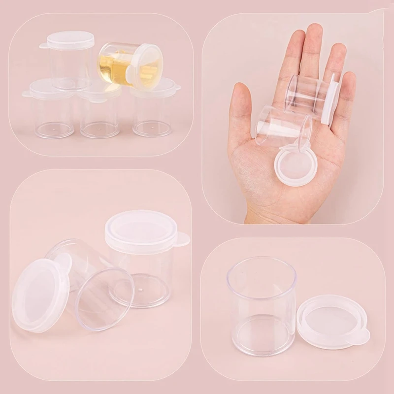 100-Pack Mini Plastic Paint Cups With Lids Paint Container Jars Clear Paint Storage Jars 0.5 Oz (25 Ml) Durable Easy Install