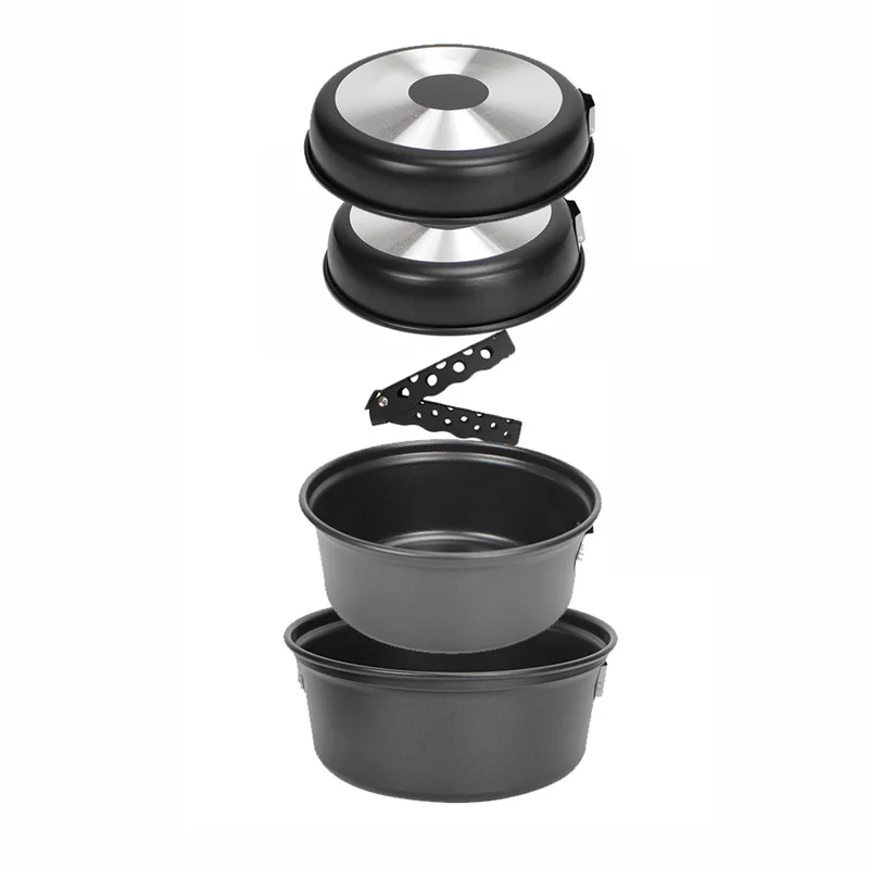 Outdoor Camping Aluminum Alloy Pot Set Lightweight and Camping Pot Set Non Stick Coating Frying Pan Set Picnic Tableware New