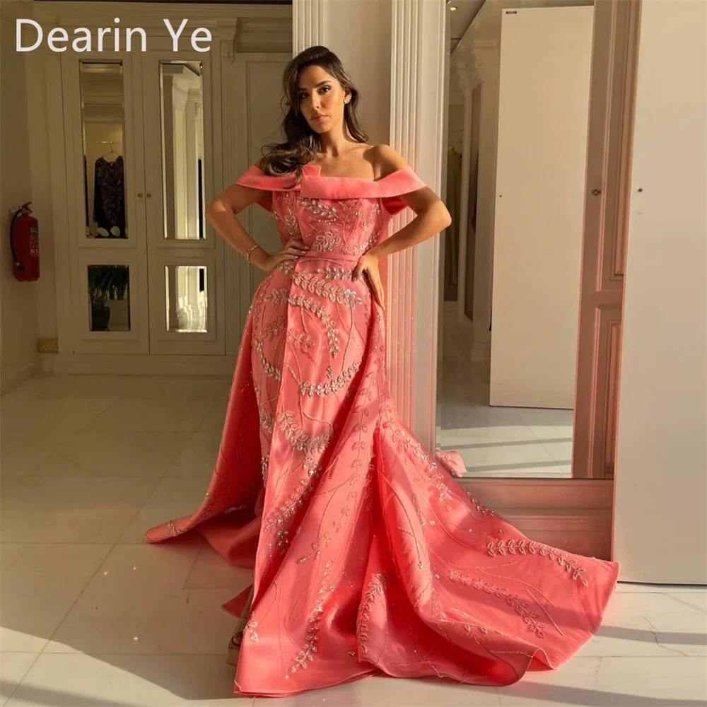 

Prom Dress Formal Evening Gown Dearin Off-the-shoulder A-line Floor Length Skirts Applique Bead Bespoke Occasion Dresses Saudi A