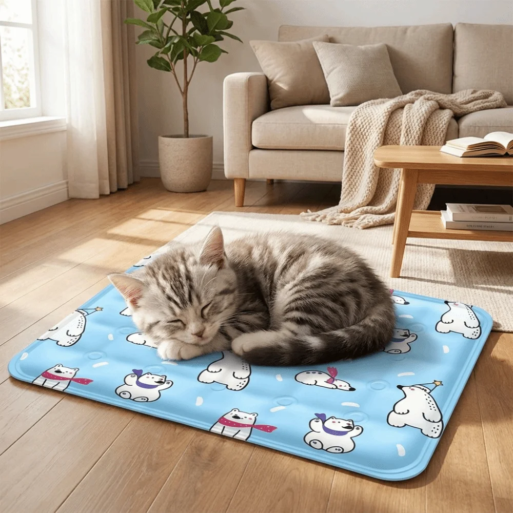 Portable Cartoon Pet Cooling Mat Non-Slip Self Added Water Cat Sleeping Pad Anti Bite Moisture-proof Pet Ice Cushion Summer