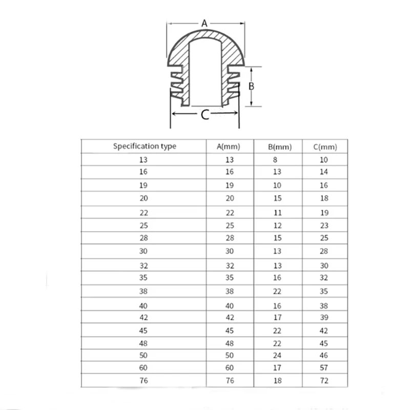 Half Round Screw Caps Pipe Plug Lid Tube Hole Protection End Cap Black Furniture Table Foot Tip Chairs Legs Pad Protector Cover