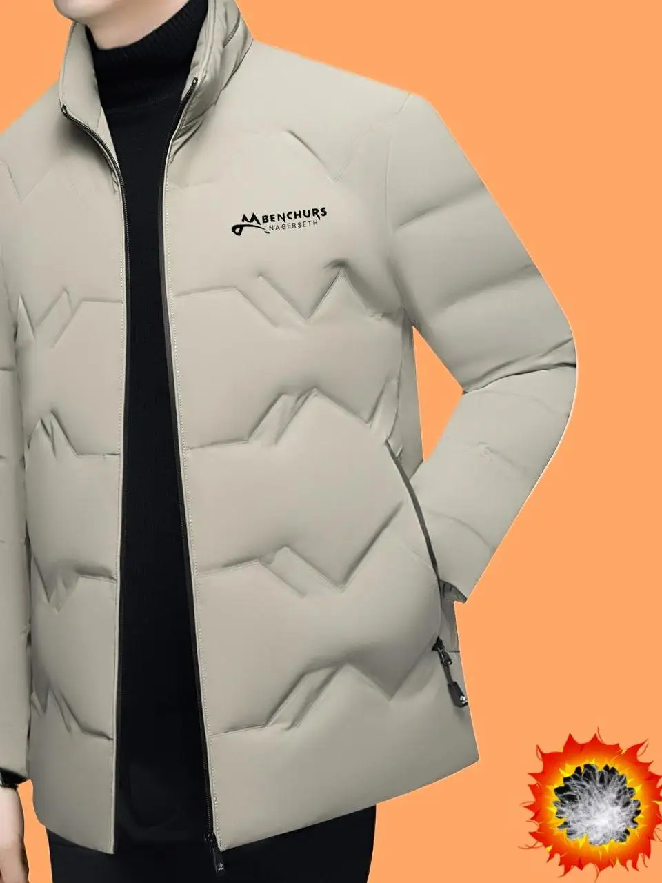 

Winter New Men's ort Lightweight Thiened Cold-resistant Casual Du down Jaet Ci Casual Polyester Fiber Warm Outerwear