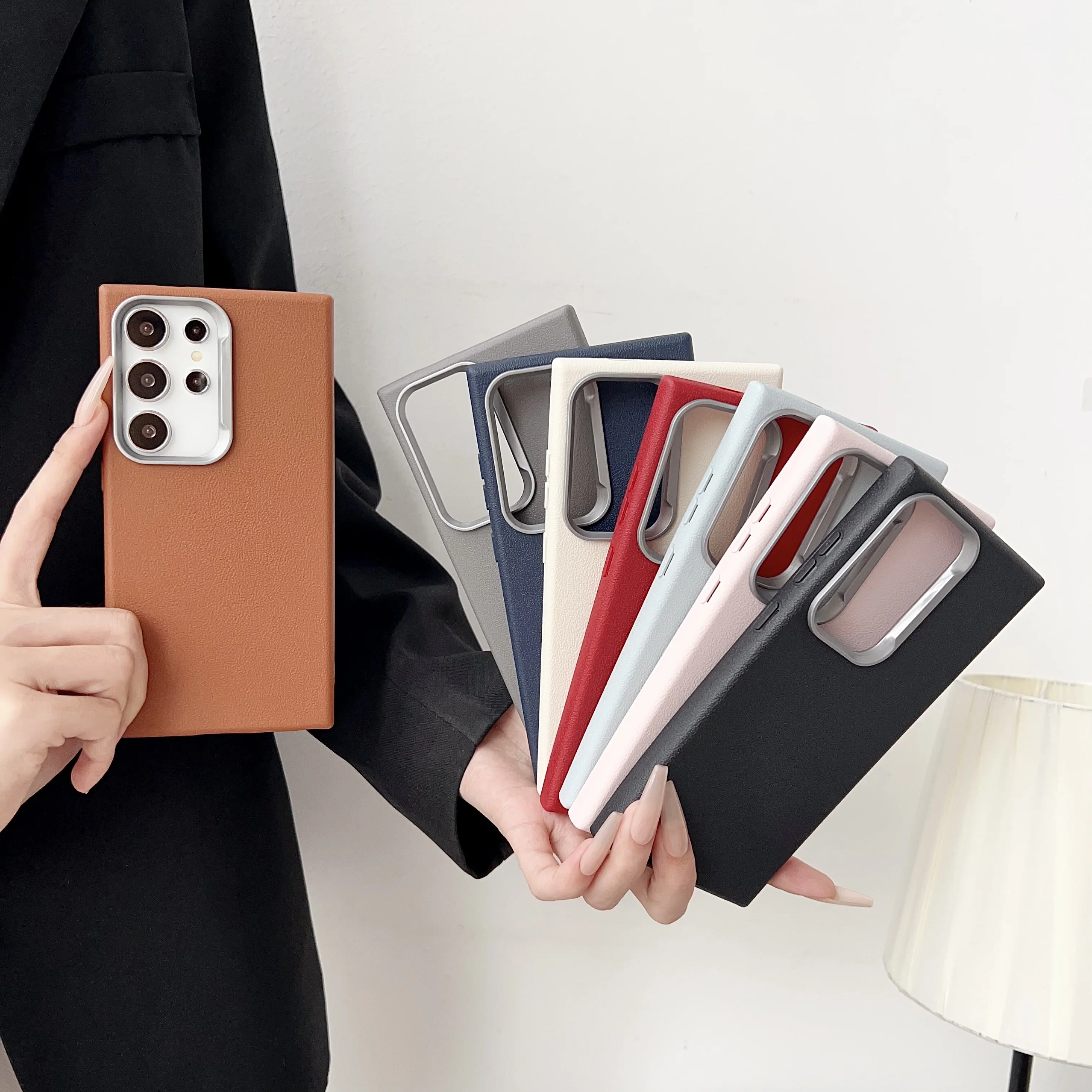 

Business Leather Texture Phone Case For Samsung Galaxy S25 Edge S24 S23 S22 S21 S20 Plus Ultra FE A55 A54 A52 A53 5G Cover Funda