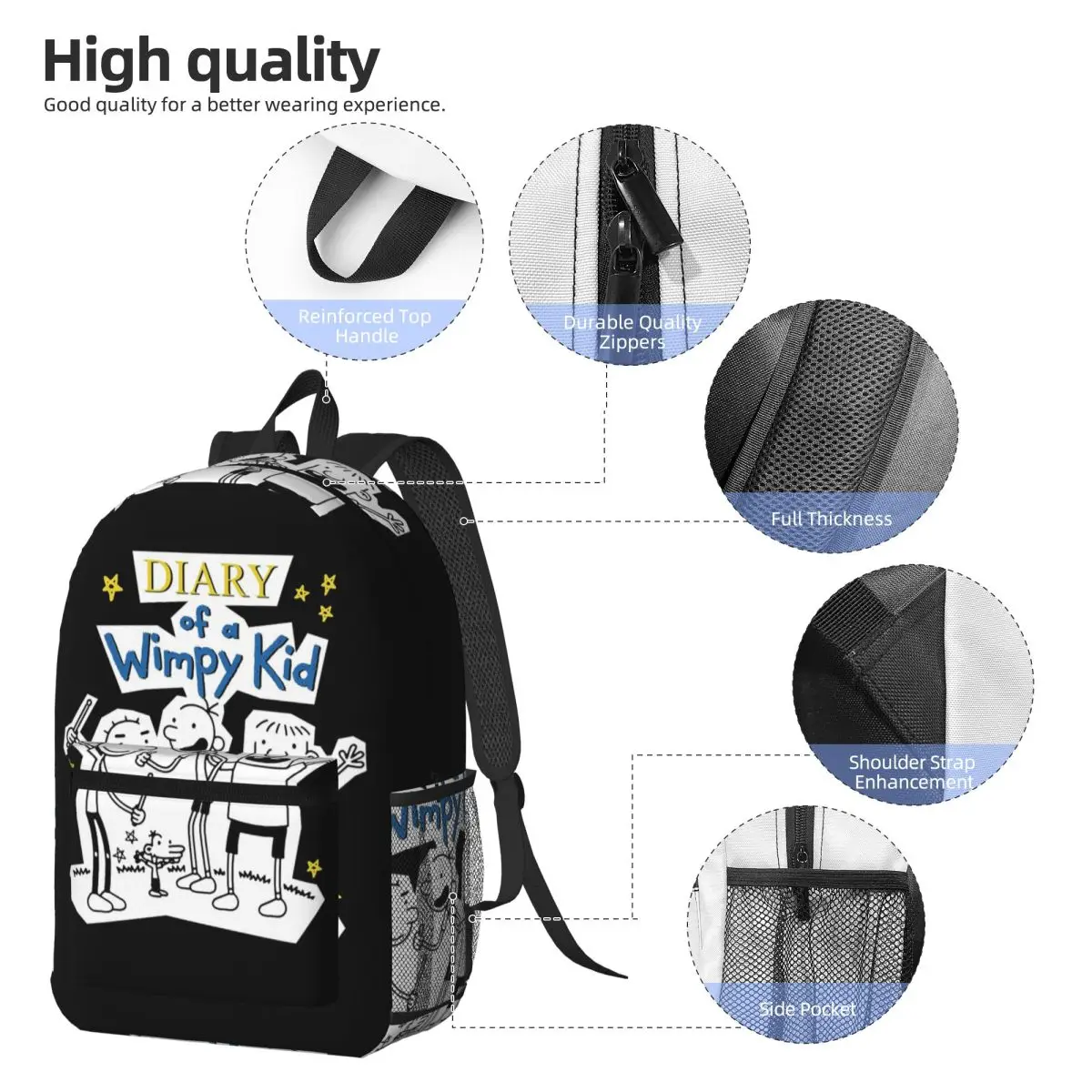 Diary Of A Wimpy Kid Wimpy Kid Group Backpack Student BookBag Kids School Bag Laptop Shoulder Bags for Men Women