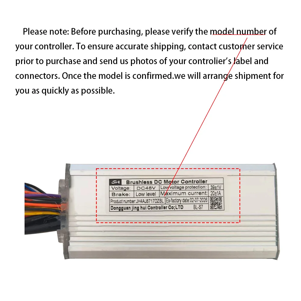 JH4AJ8717DZBL 48V 20A Ebike Bürstenloser Motorcontroller für Elektroroller Fatbike MTB Zubehör Geschwindigkeitsregler – Detail 1