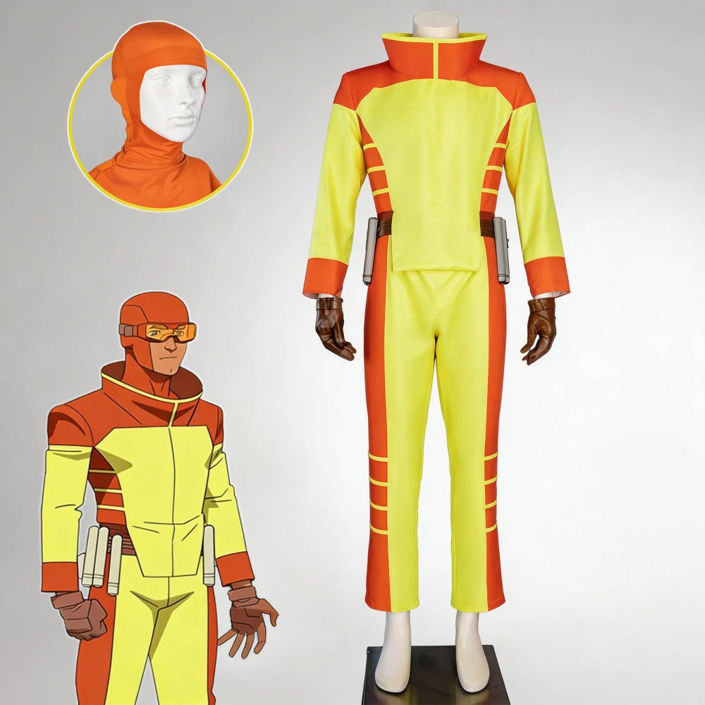 

Костюмы для косплея Anime Invincible Rex Splode, желтая униформа, наряд для вечеринки на Хэллоуин для мужчин