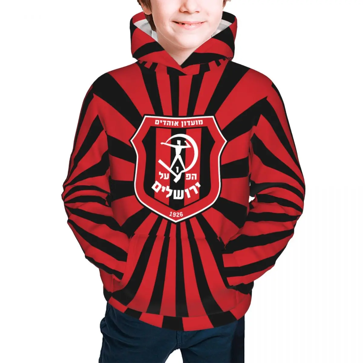 Hapoel Jerusalem FC Children's Pullover Hoodie Youth Sweatshirt Kids Casual Hooded Hoodies Youth Sportswear Tracksuit