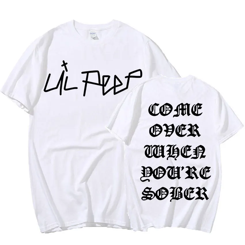 Rapper Lil Peep Come Over When You're Sober Tour Concert Print Tee Shirt Men Hip Hop Fashion Oversized T-shirts Streetwear