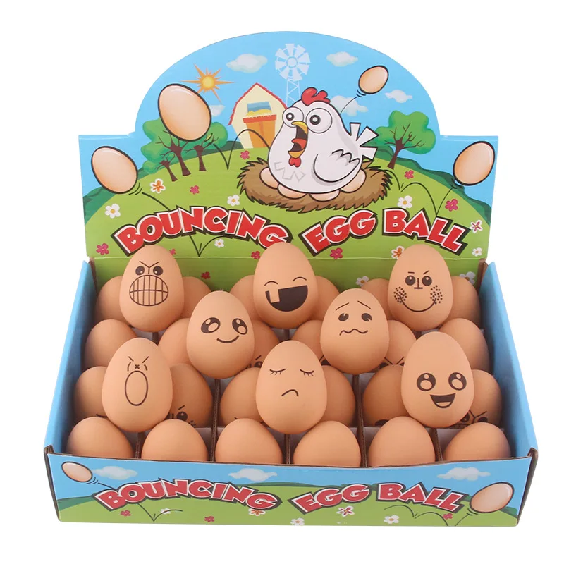 1 Pcs Novelty Bouncy expression Eggs Realistic Fake Rubber Bouncing  Chicken Nesting Hen Hatching Egg Pet Toy Prank Joke