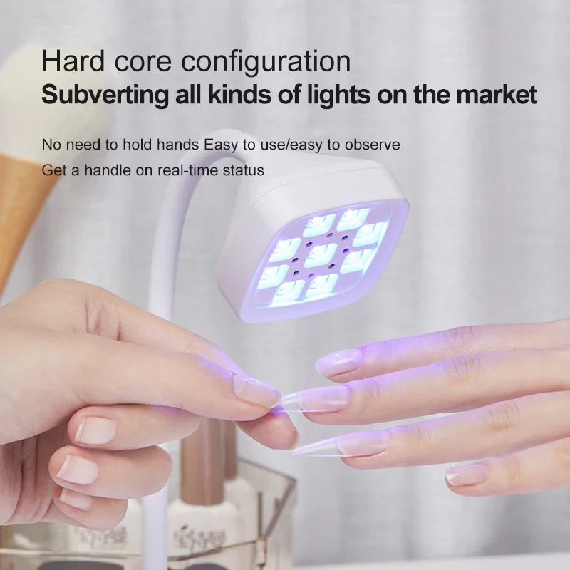 9 LED UV-Tischlampe, wiederaufladbare Nagellampe 360° °   Biegsame Gel-Nagelpolierlampe, schnell trocknend, für Maniküre, Salon, kabelloser Nageltrockner