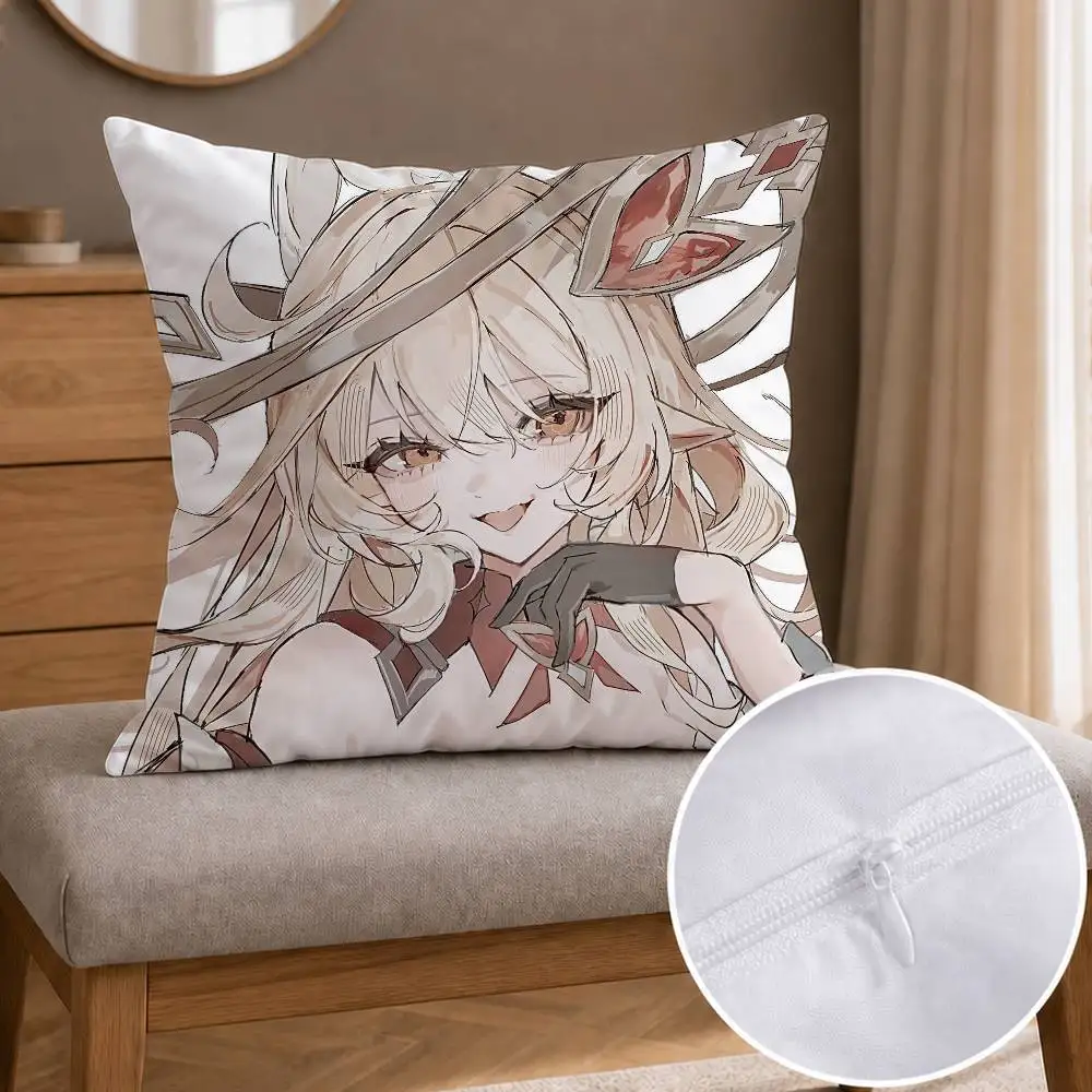 Genshin Impact Alice Double-sided Printed Square Decorative Cushion Cover for Sofa Living Room Home Decor
