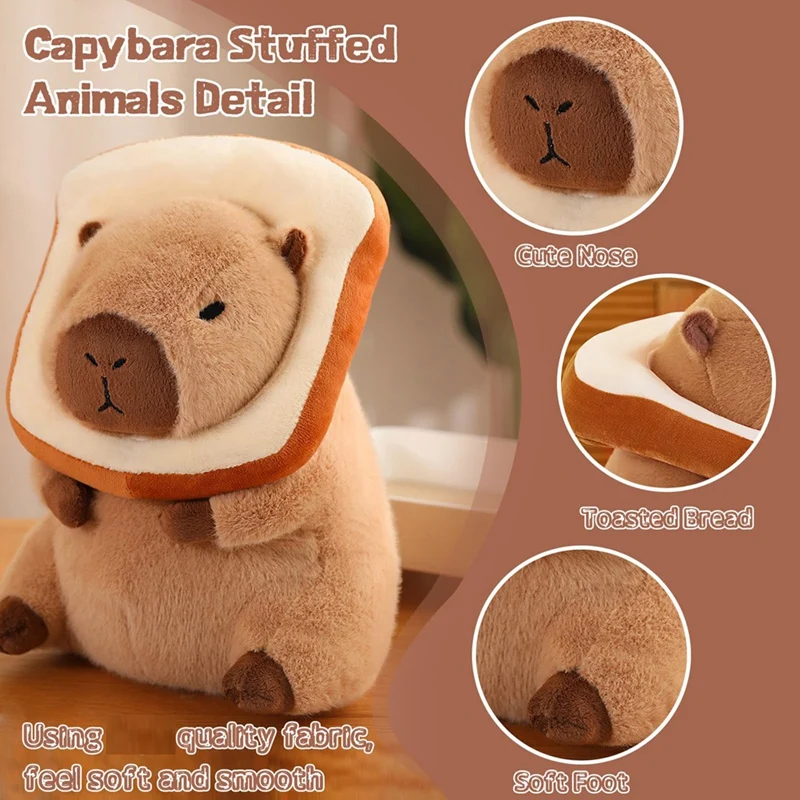 หมอนตุ๊กตา Capybara นุ่มน่ารักพร้อมขนมปังตุ๊กตาสัตว์จำลอง